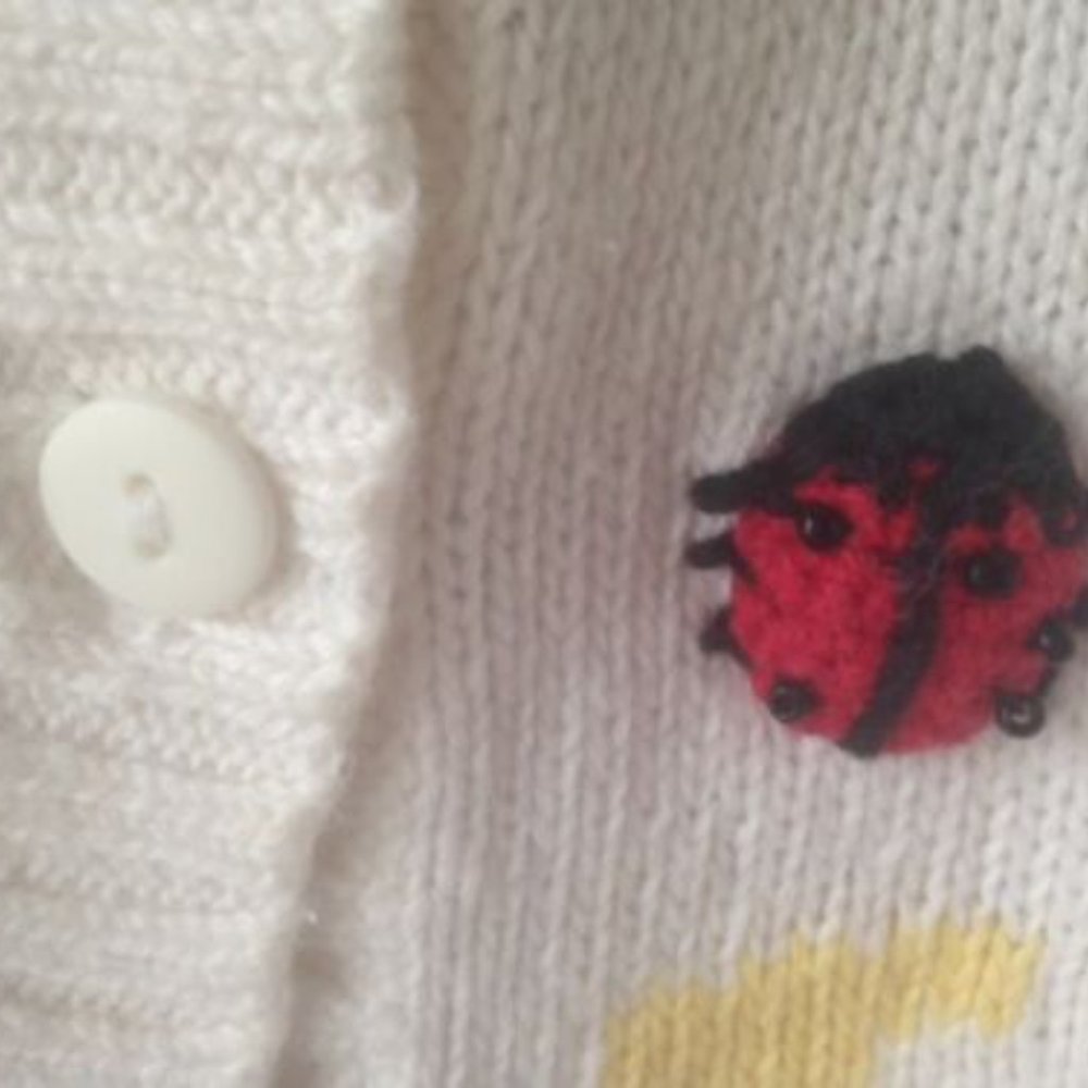 Quacker Factory * S/S Button White Sweater Yellow… - image 3